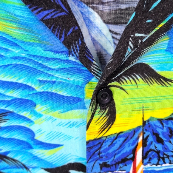 St. Kitts Sugar City Authentic Huwian Style Vacation Beach Casual Shirt Men's XL - Picture 8 of 10